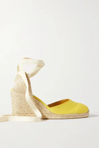 Castañer - + Net Sustain Carina 80 Canvas Wedge Espadrilles - Yellow