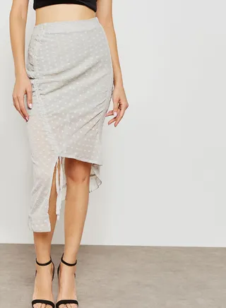 Clip Dot Ruched Detail Skirt