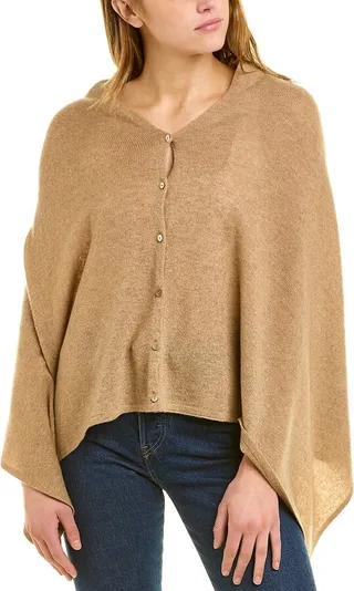 Forte Cashmere Button Cashmere Poncho