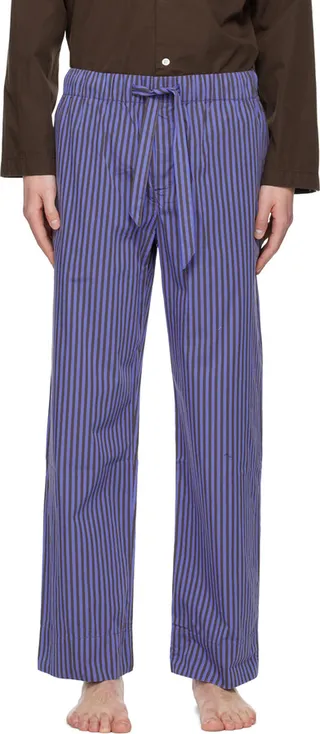 Tekla Blue & Brown Striped Pyjama Pants