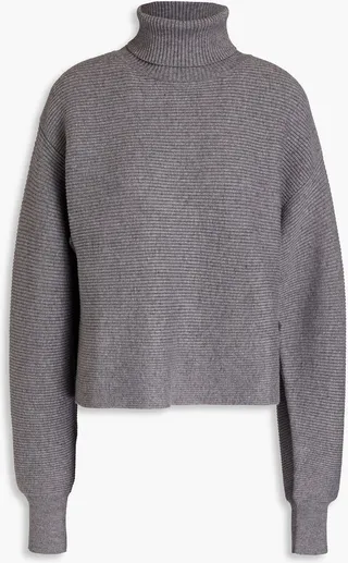 Forever cropped ribbed-knit turtleneck sweater