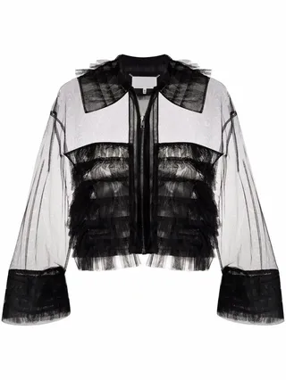 Sheer Tulle Bomber Jacket