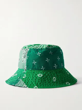 Logo-Appliquéd Bandana-Print Cotton-Voile Bucket Hat