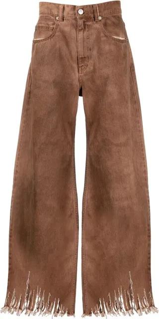 Fringed Wide-Leg Jeans