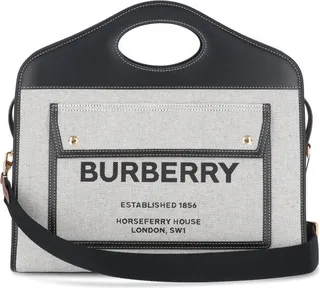 Burberry Pocket Two-Tone Medium Tote Bag