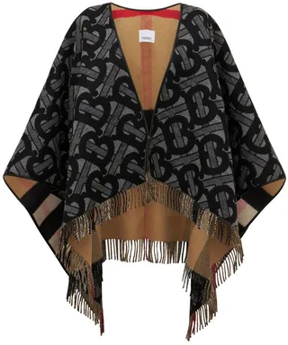 TB monogram wool & cashmere mega cape