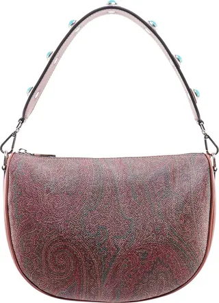 Coated canavs shoulder bag with Paisley motif