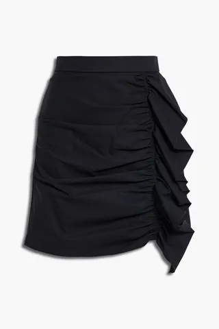Ruffled twill mini skirt