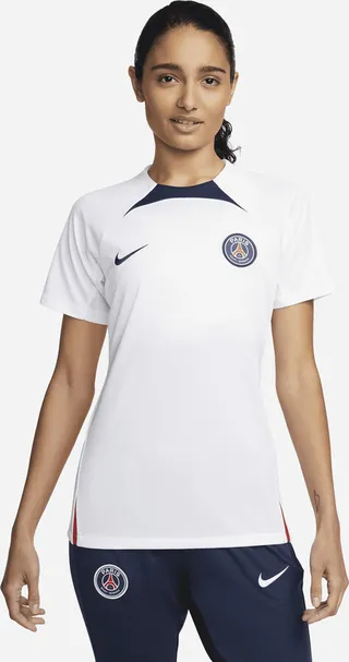 Paris Saint-Germain Strike Nike Women's Dri-FIT Short-Sleeve Soccer Top in White