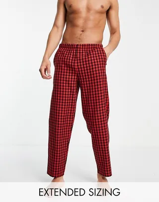 ASOS DESIGN woven check lounge bottoms in red