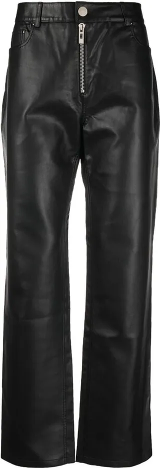 Faux-Leather Straight-Leg Trousers