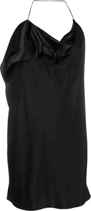 Draped-Neck Open-Back Minidress