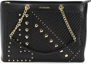 Diagonal Quilt Tote With Heart Studs