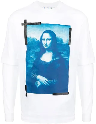 Monalisa-print long-sleeve cotton T-shirt