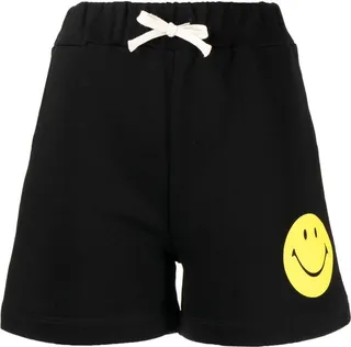 Smiley-Face Print Cotton Shorts