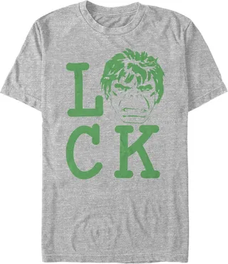 Men's Marvel St. Patrick's Day Hulk Luck T-Shirt - Athletic Heather - Large
