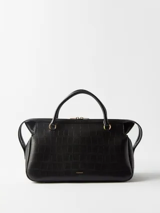 Crocodile-effect Leather Handbag