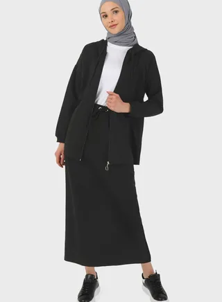 High Waist Skirt & Hoodie Set