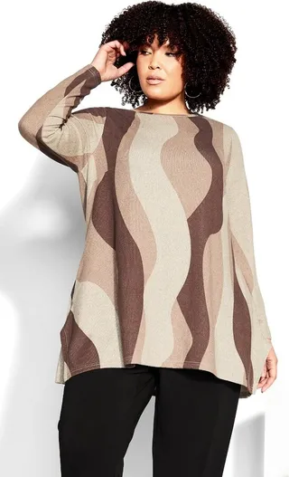 AVENUE | Women's Plus Size Avery Hacci Tunic - mocha - 14W