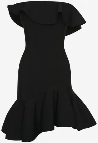 Women's Ruffled Bustier Mini Dress In Black
