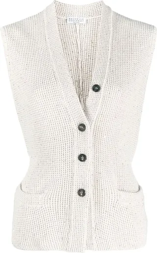 V-neck knitted waistcoat