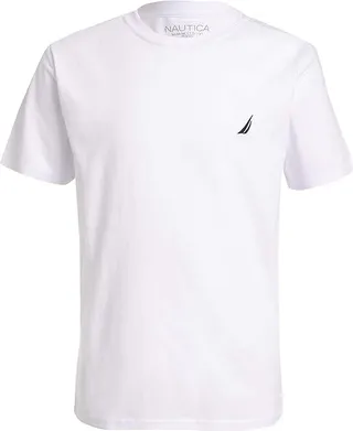 Nautica Boys' Short Sleeve Solid Crew Neck T-Shirt (White) Men's T Shirt