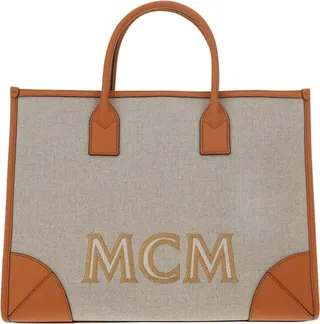 MCM Logo-Embroidered Tote Bag
