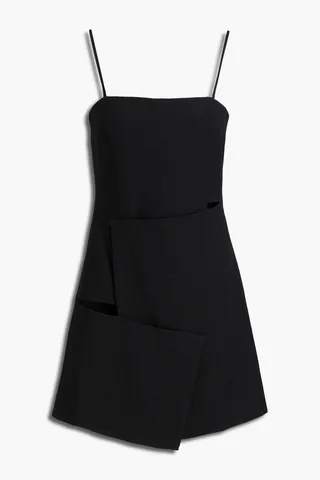 Cutout slub woven mini dress