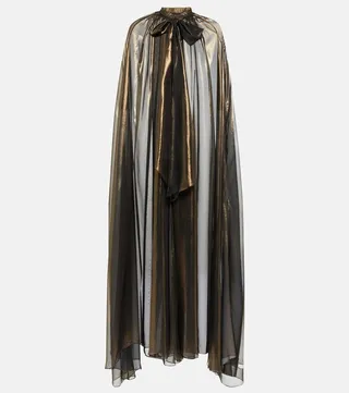 Lame semi-sheer chiffon cape