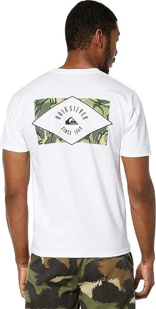 Quiksilver Circled Line Short Sleeve Tee (White) Men's Clothing