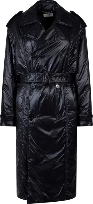 Saint Laurent Waist Belted Buttoned-Up Trench Coat