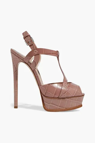 Louisiane croc-effect leather platform slingback sandals