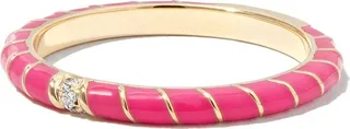 9kt yellow gold Alliance Mini Torsade diamond and enamel ring