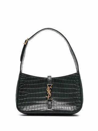 5A7 crocodile-embossed shoulder bag