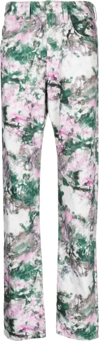 Abstract-Print Straight-Leg Trousers