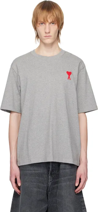 AMI Alexandre Mattiussi Gray Ami de Cœur T-Shirt