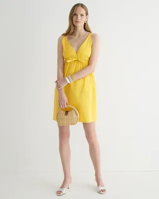 Collection bow-front V-neck mini dress in stretch taffeta