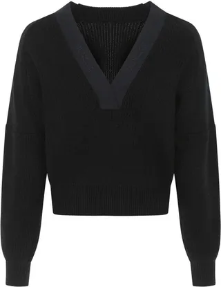 Moncler V-Neck Ribbed Knit Sweater