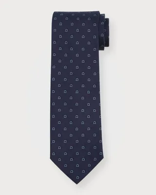 Men's 4-Riga7j Gancini Silk-Jacquard Tie