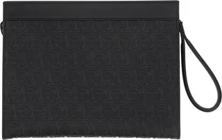 Salvatore Ferragamo Gancini Embossed Zipped Clutch Bag