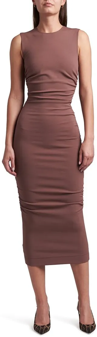 Ruched Jersey Stretch Midi Dress