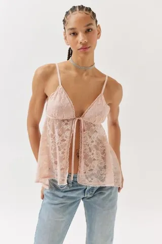 UO Roxie Sheer Lace Flyaway Cami