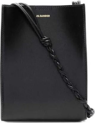 Tangle Black Leather Crossbody Bag With Logo Jil Sander Woman