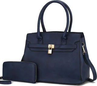 MKF Collection by Mia K Bruna Satchel Bag With A Matching Wallet -2 Pieces Set - Blue