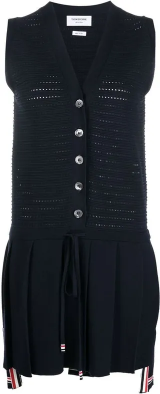 Pointelle Stitch Sleeveless Mini Dress