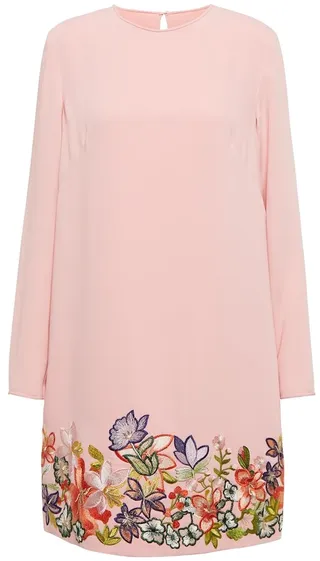 Zinnia floral-embroidered minidress
