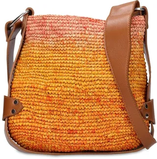 Mini Bayia raffia & leather bucket bag