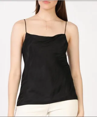 Cowl Neck Silk Cami in Black