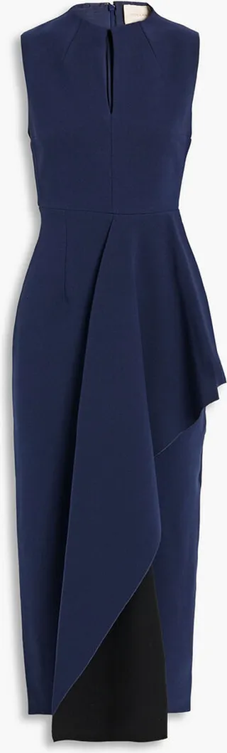 Draped crepe midi dress