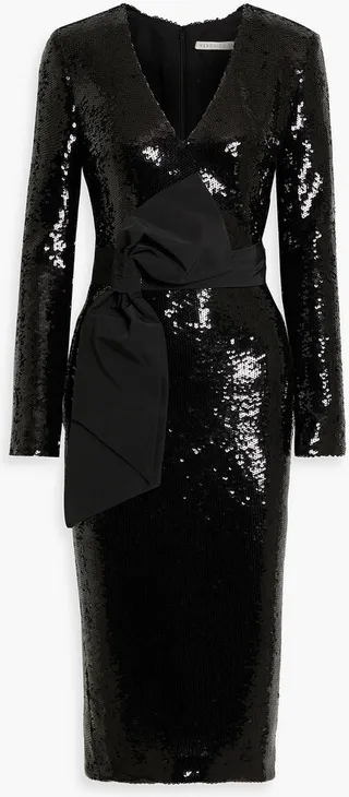 Dalyn bow-embellished sequined jersey midi dress